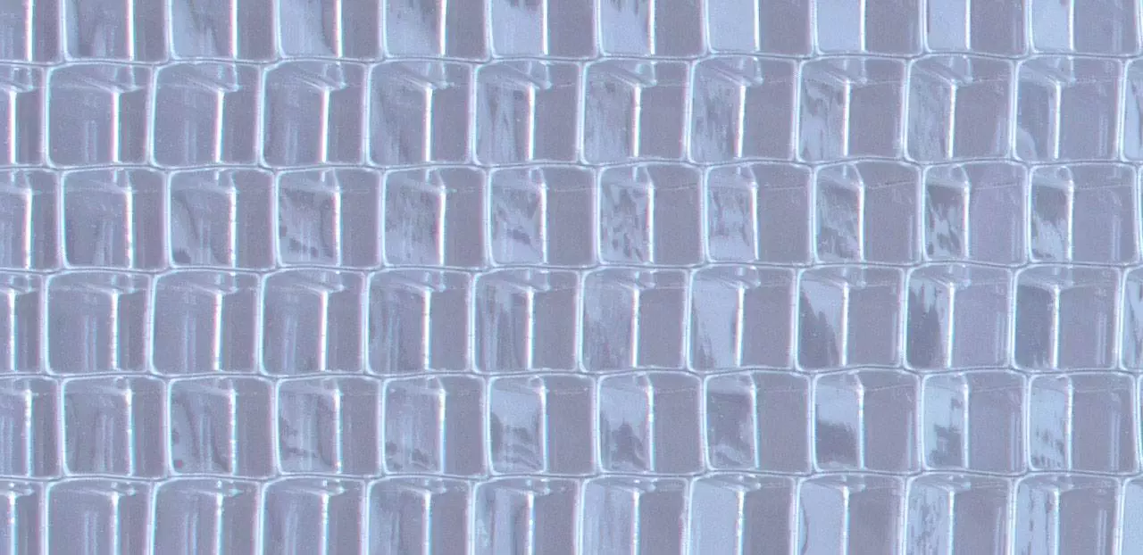 Nahaufnahme der transparenten Akustik-Trennwände mit Waben-Struktur